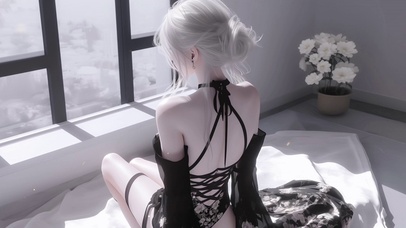 时尚露背装女孩背影