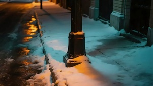 积雪街道夜景