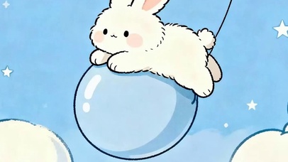 气球上兔子带鱼屏