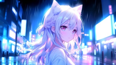 猫耳少女と夜の街