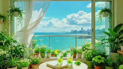 超治愈海滨绿植氛围窗景
