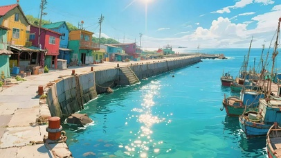 蓝天清新阳光海岸小镇