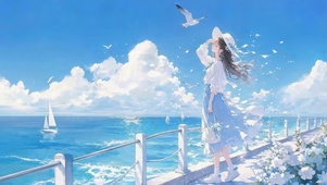 治愈海边女孩