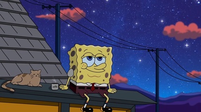 海绵宝宝屋顶看流星