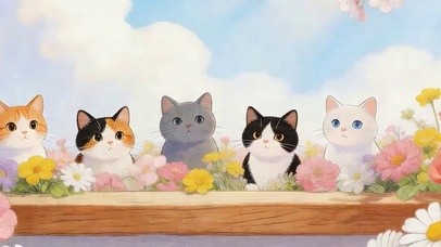 阳光树下猫咪带鱼屏