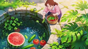 夏日水井里的西瓜