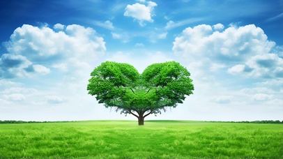 唯美爱心树风景