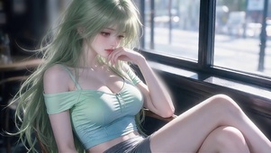 超美梦幻薄荷绿少女