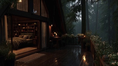 森林小屋雨声