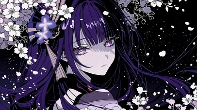 紫发樱花二次元美少女