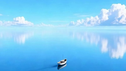 白云海景小船带鱼屏