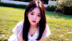 户外可爱美少女