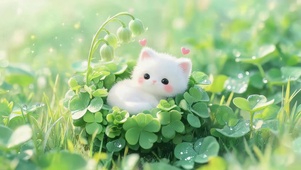 可爱绿叶猫咪
