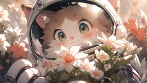 猫咪鲜花宇航员