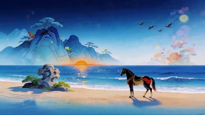 海边骏马