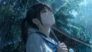 雨天可爱女孩
