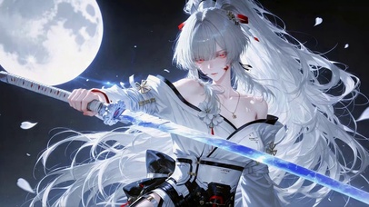月夜太刀白发美少女绯雪