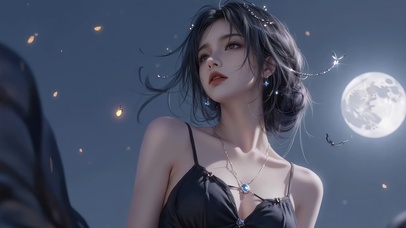 月光下空灵美女 