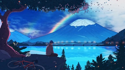 雪山彩虹