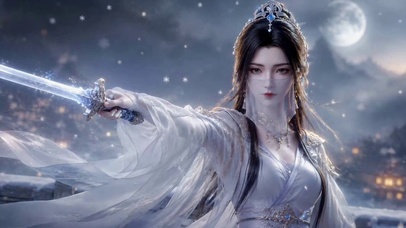 古风月夜白衣持剑美人