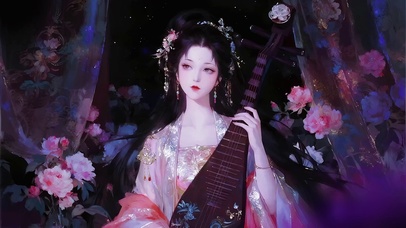 弹琵琶的古风少女