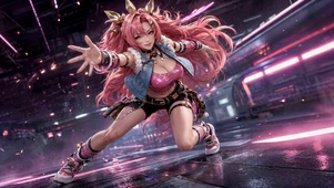 赛博朋克粉发美少女