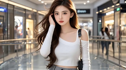 逛商场长发气质美女