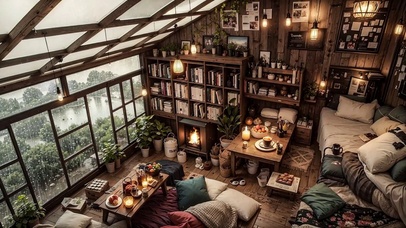 【雨景】温暖的顶层玻璃房