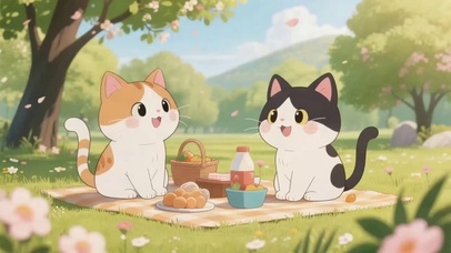 可爱小猫的春日野餐