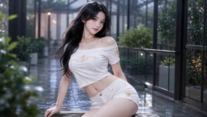 玻璃花房清纯长发美少女