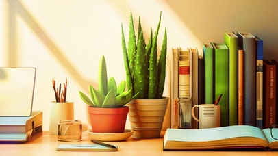 学习书桌上的绿植