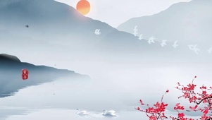 国风山水梅花水墨画