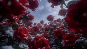 雪中玫瑰浪漫至死不渝