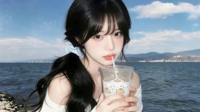 海边奶茶女孩