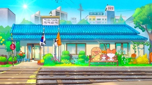 治愈动漫站台等车狗狗