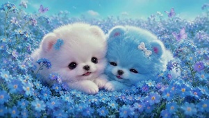 美丽花丛中的两只小可爱