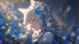 蓝花少女