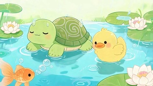 夏天萌宠戏水