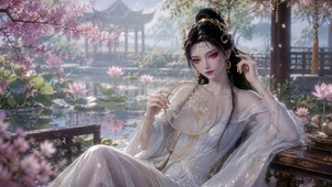 古风樱花庭院古装美人