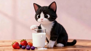 碰牛奶猫咪