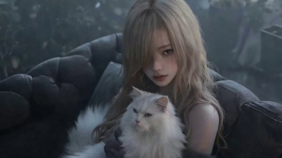 女孩与猫咪