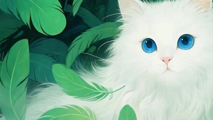 护眼绿丛猫咪双屏