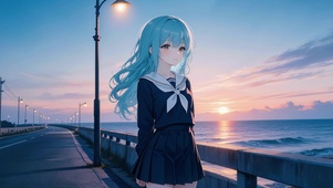 二次元海边女孩