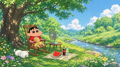 蜡笔小新夏日林间野餐