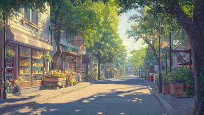 阳光午后城市宁静街景