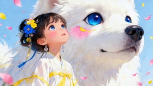 女孩与萌宠狗