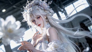 银发古风清冷绝美少女