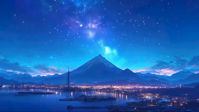 纯净星夜都市海港夜景