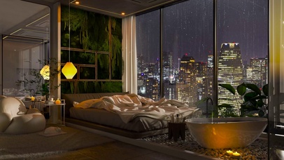 安静的雨天夜晚城市