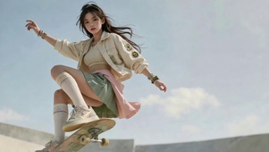 户外滑板元气少女动态壁纸